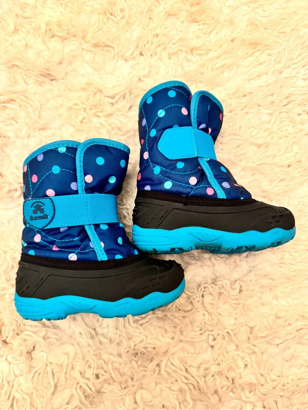 Like New Kids Waterproof Winter Boots - Blue Polka Dot